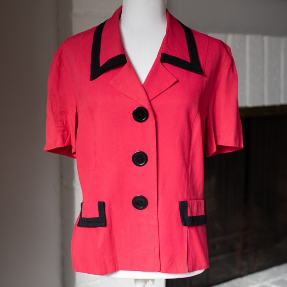 Virgo II Vintage Black Short Sleeve Top/blazer SIZE M - Picture 1 of 8